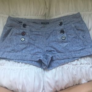 Black and white chambray-like Express shorts