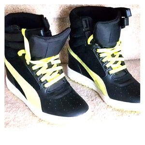 Puma Black Wedge Hightop Sneakers