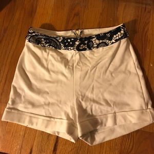 Glamazon white shorts with black lace