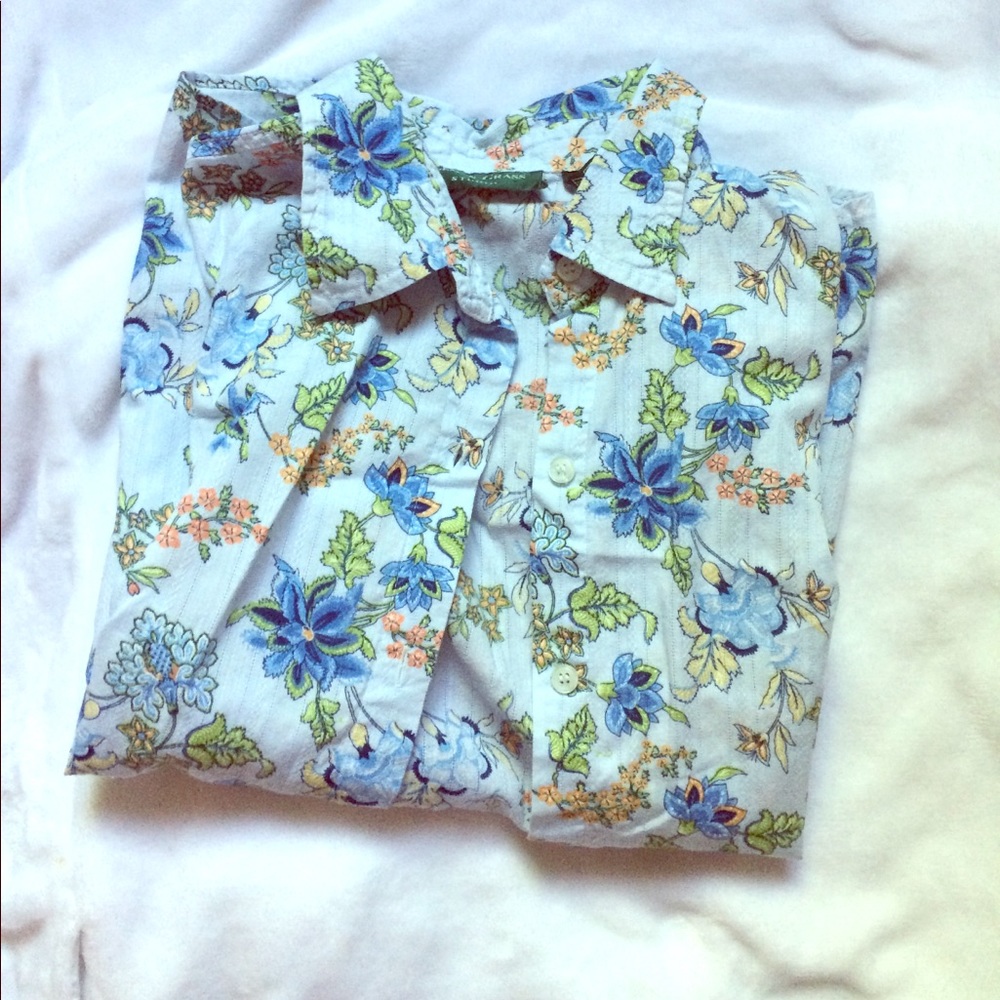 Floral button down tee shirt