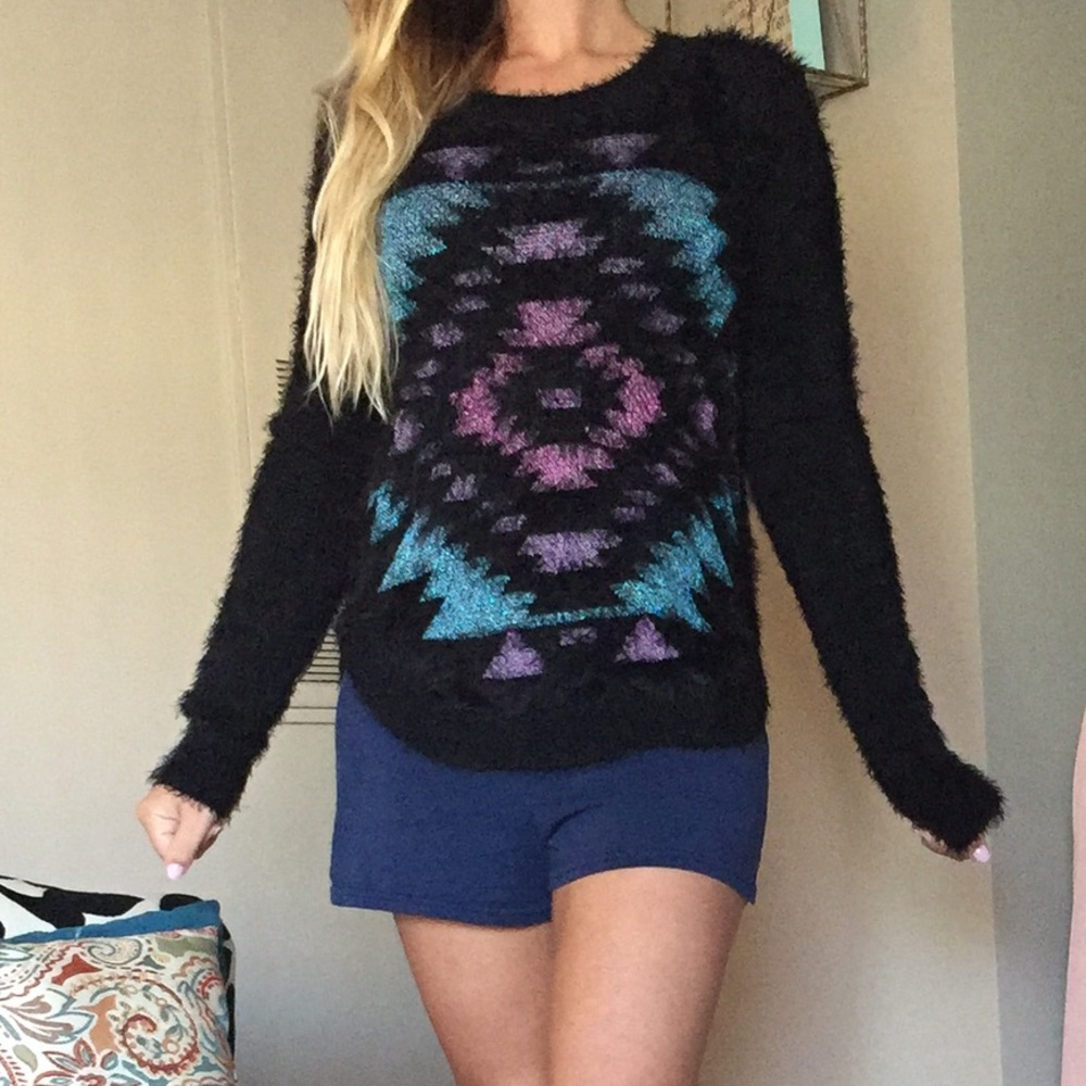 Shop Hopes Black Multi Fuzzy Black/multi Sweater