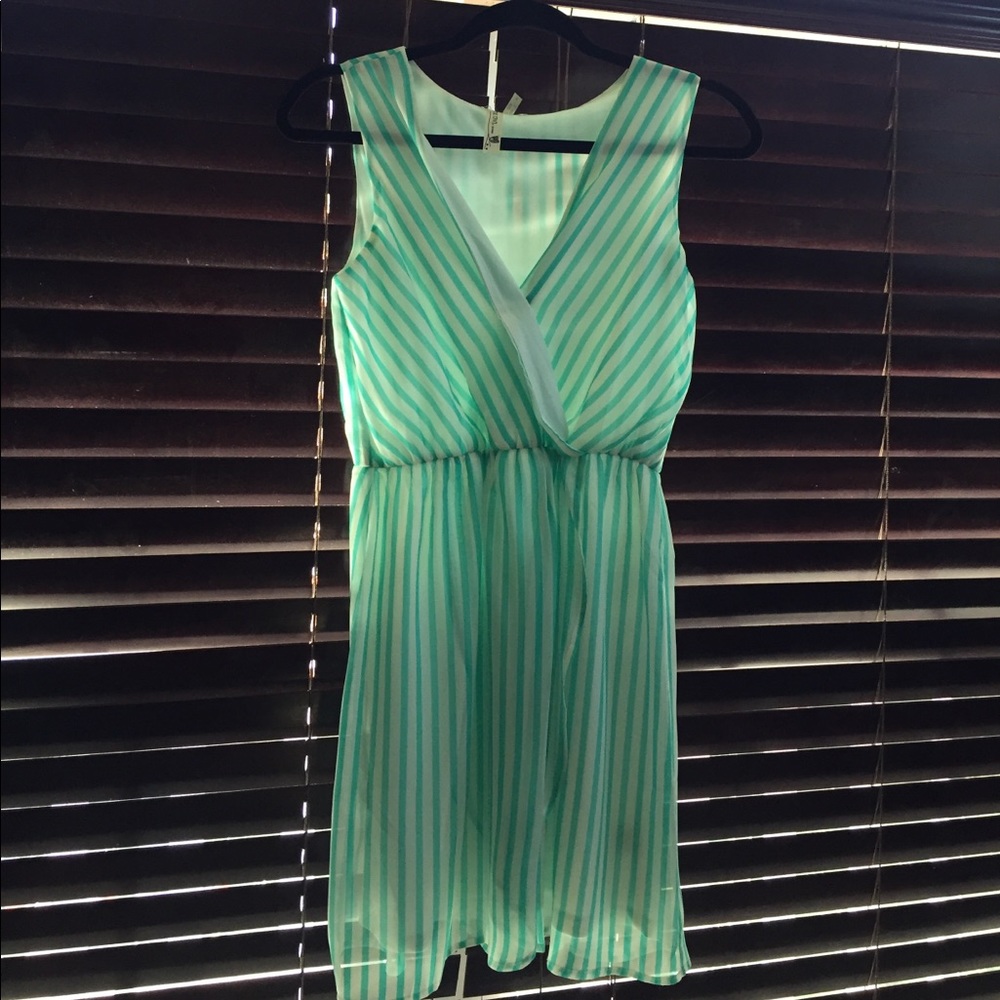 Mint green striped dress