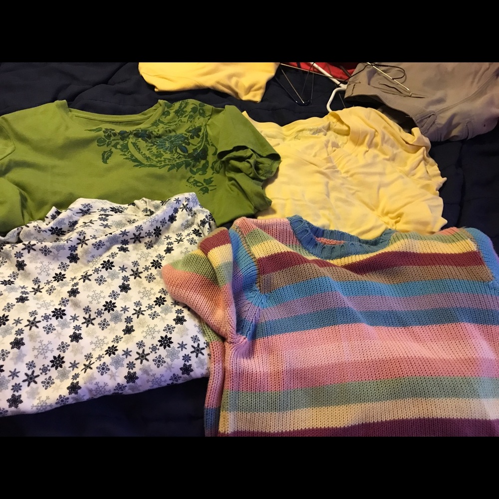 shirts turtle  neck with snowflakes and sweater .