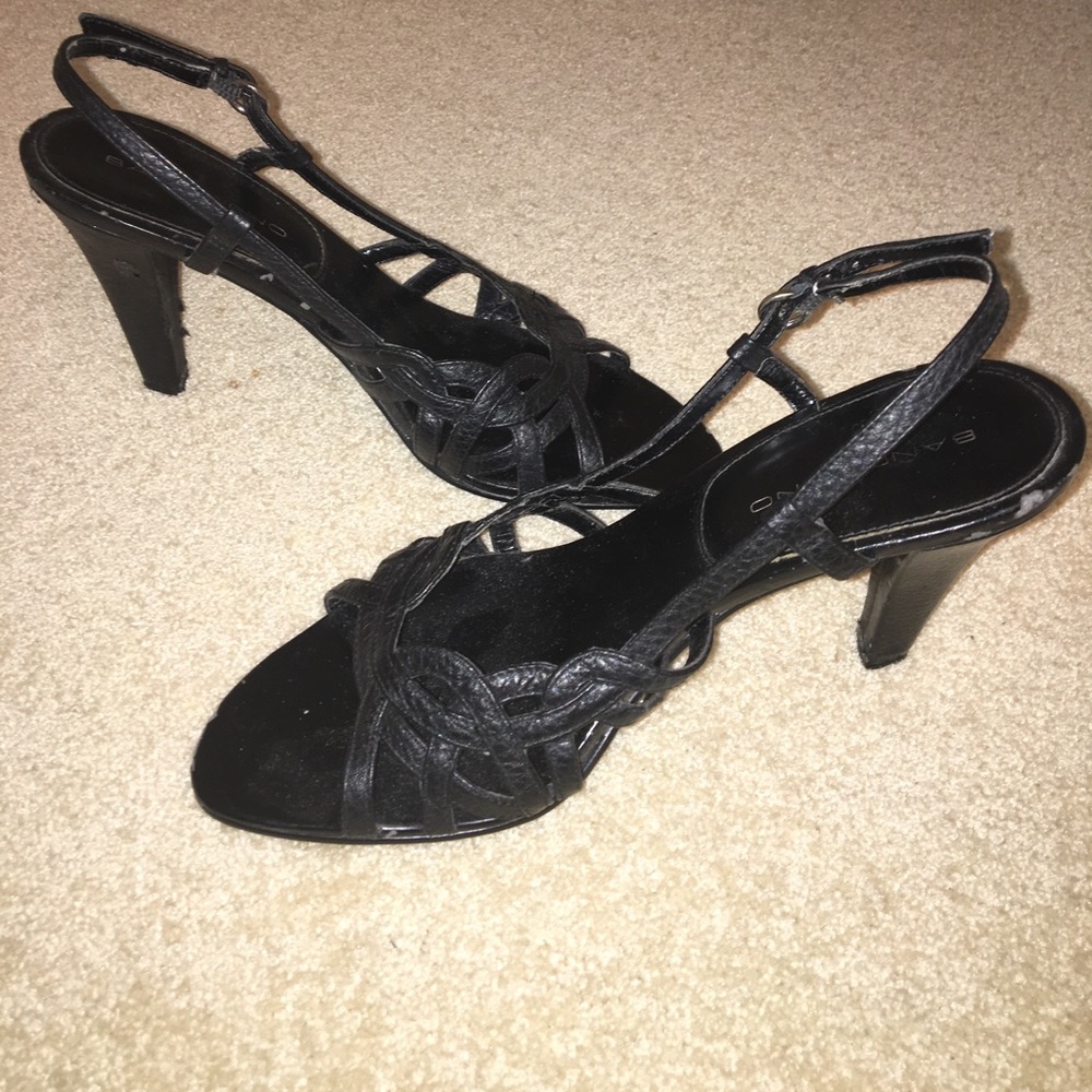Black leather Italian heels, size 7
