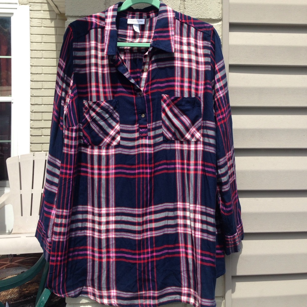 A plaid long sleeved shirt