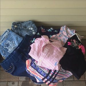 Girls size 7 / 8 bundle jeans, shorts, tops