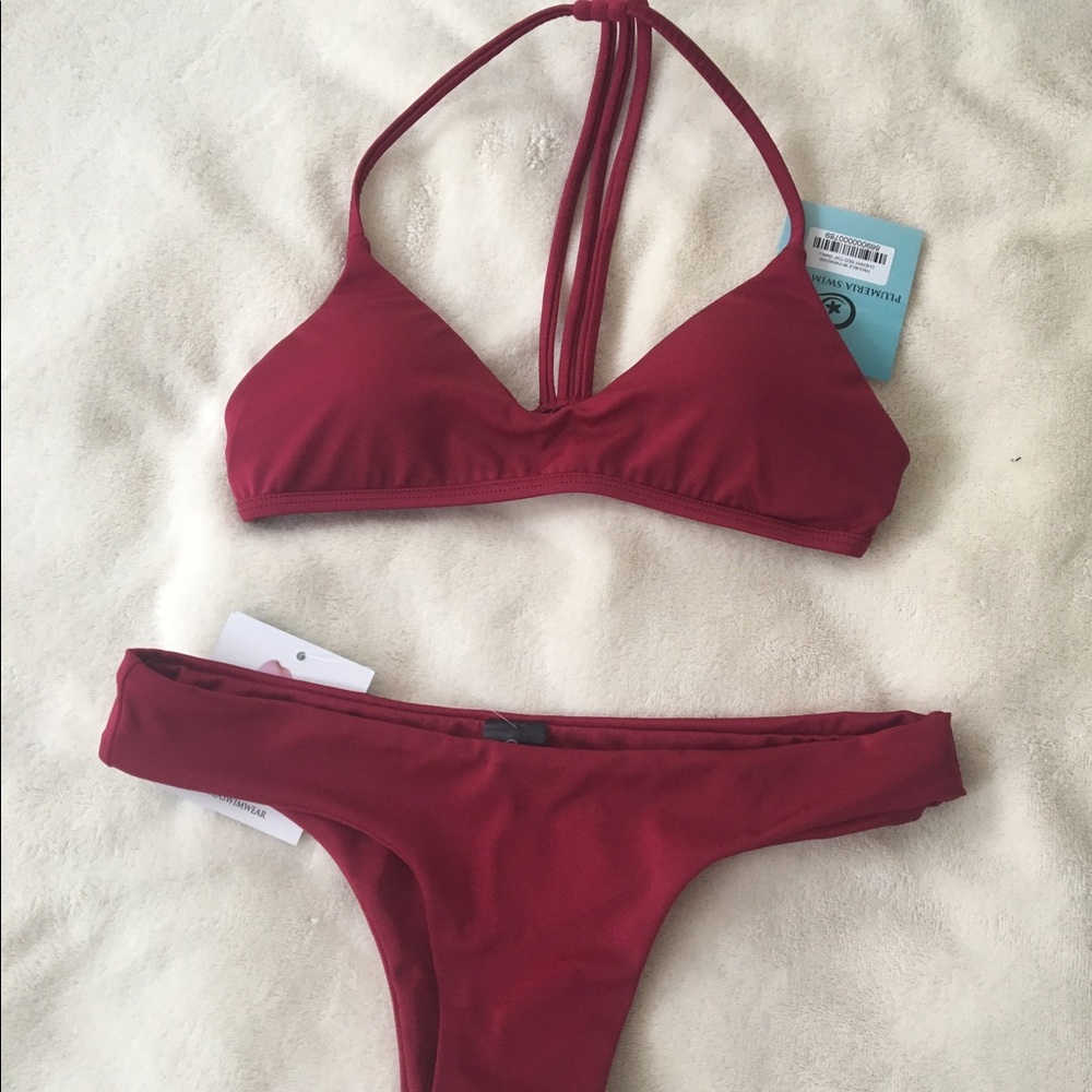 Ruby red bikini top and bottom