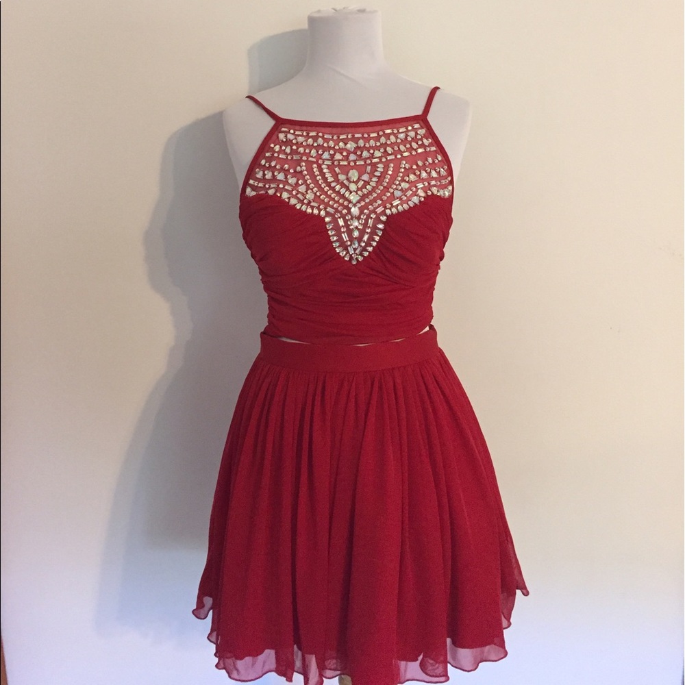 Red Two-Piece Dress