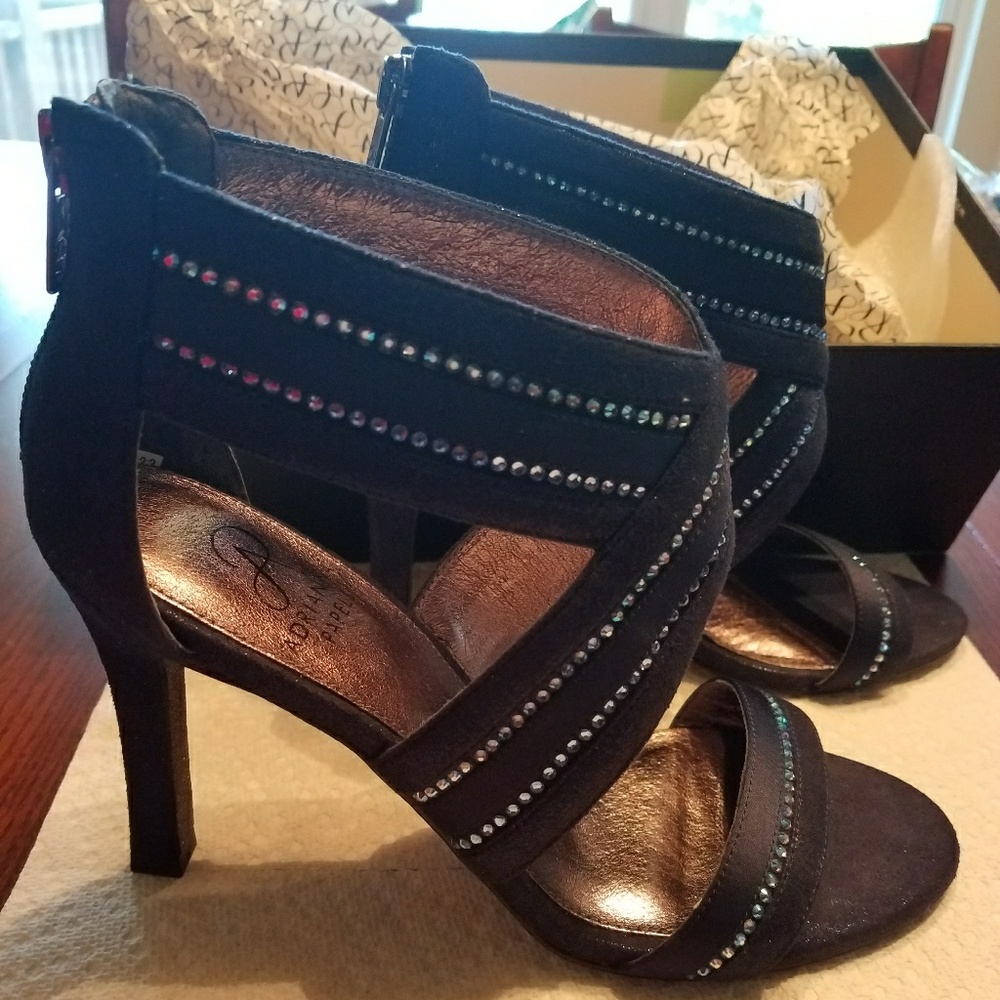 Adrianna Papell Metallic  Open Toe Heels