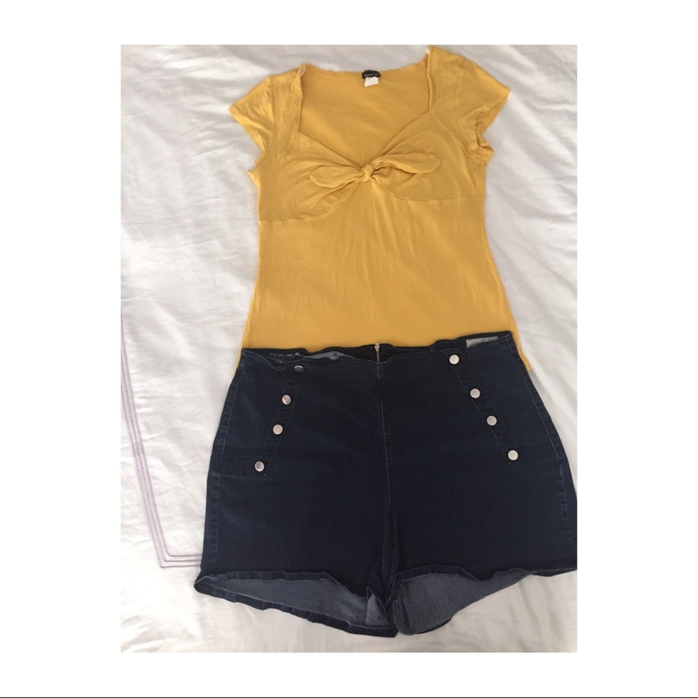 Plus size sailor denim shorts by Angry Rabbit -3x