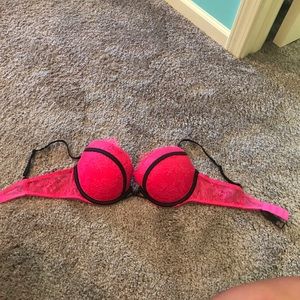 Victoria's Secret Red/Pink Lace Push Up Bra 34C