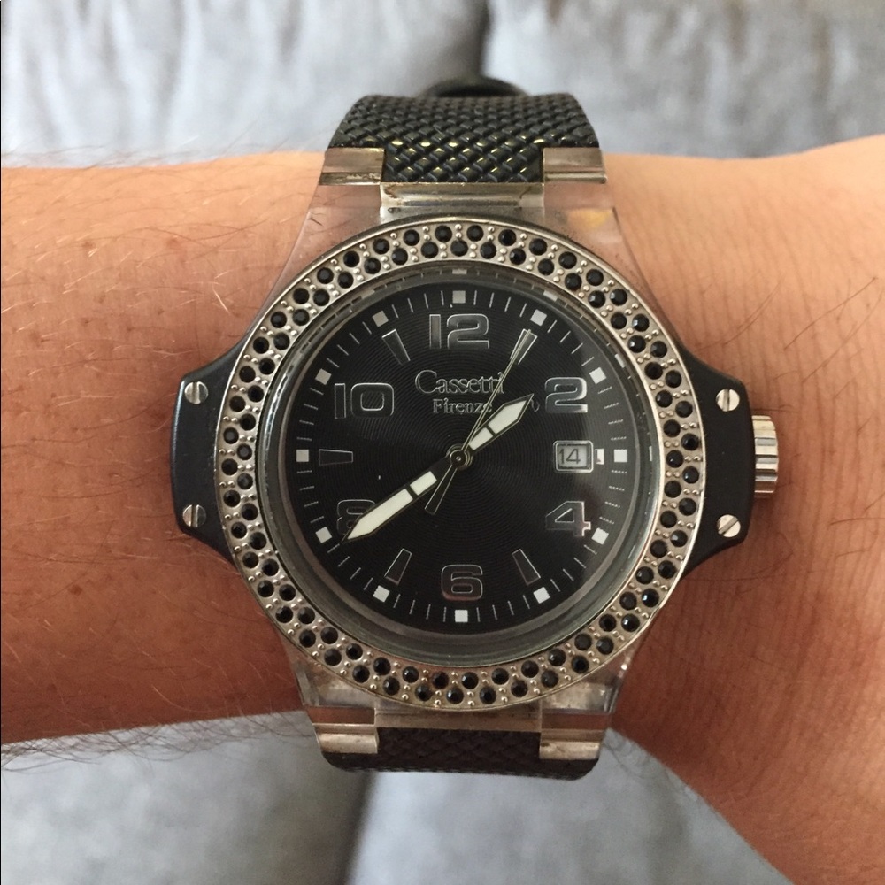 Men's black and silver watch