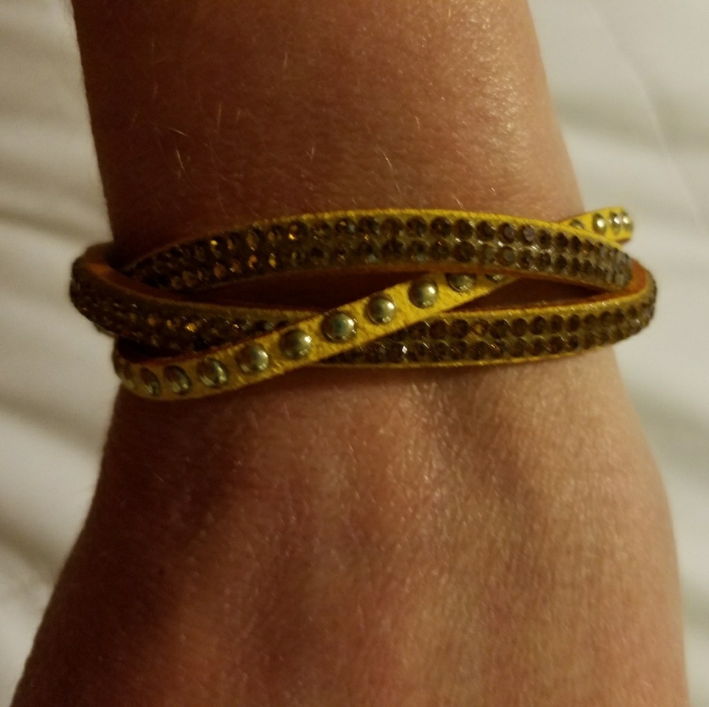 3 strand braided yellow wrap bracelet