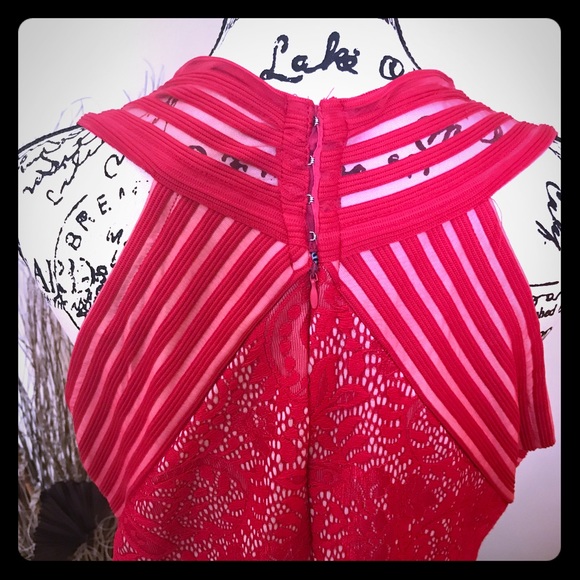 Ashley Stewart red and neutral lace dress - Picture 1 of 3