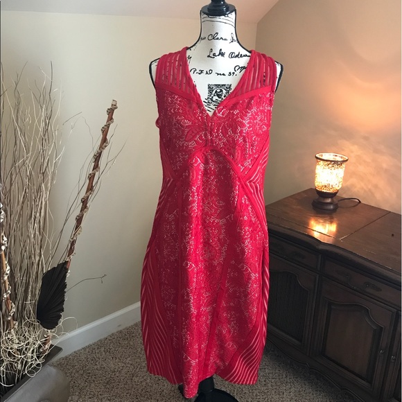 Ashley Stewart red and neutral lace dress - Picture 2 of 3