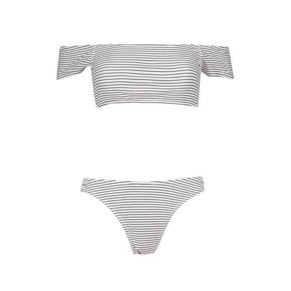 *LAST ONE* Pinstripe High Leg Off Shoulder Bikini - Picture 4 of 5