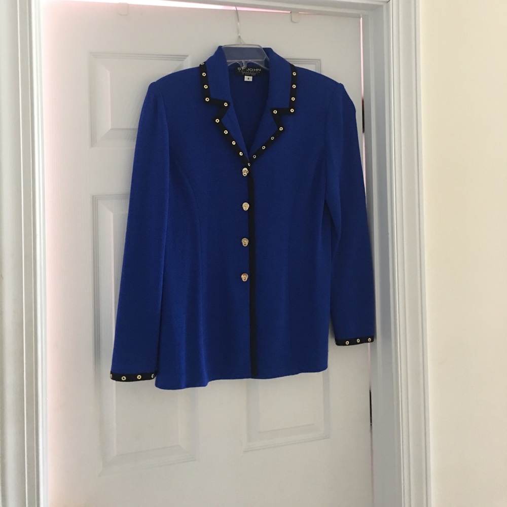 St John royal blue knit blazer