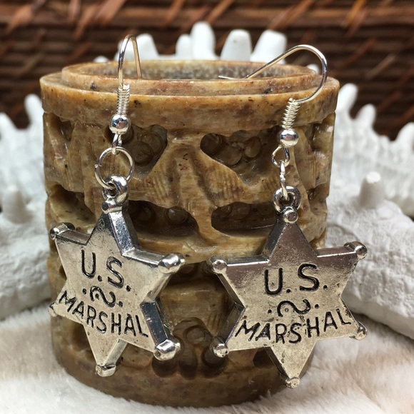 U.S. Marshal Badge Earrings - Picture 2 of 8