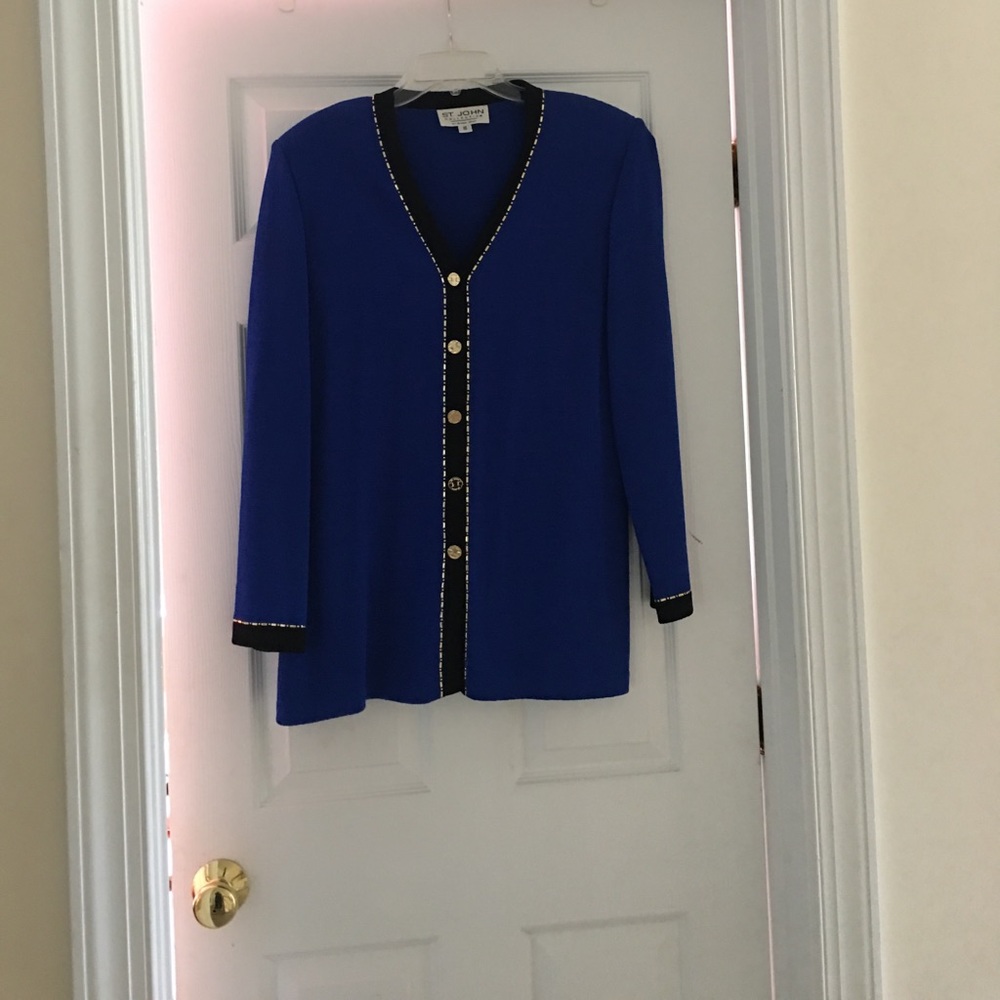 St. John knit royal blue cardigan jacket