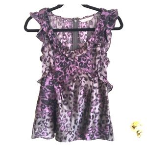 Rebecca Taylor Purple Sleeveless Ruffle Blouse