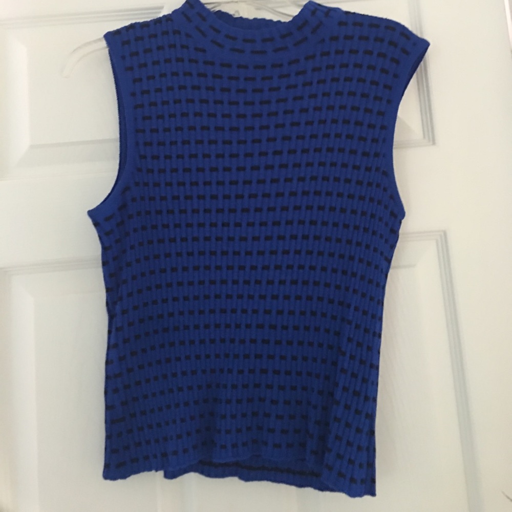 Royal blue with black stitching mock turtleneck