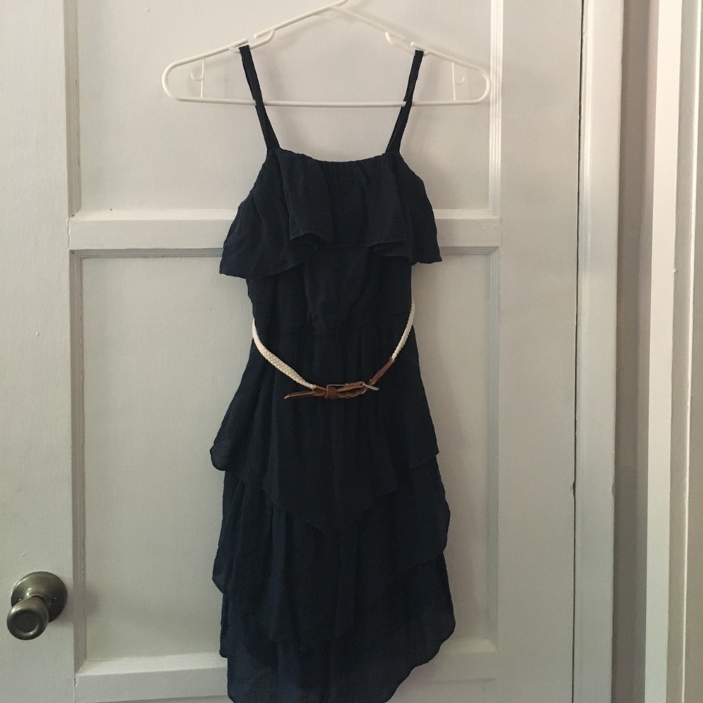 Ruffled navy blue dress