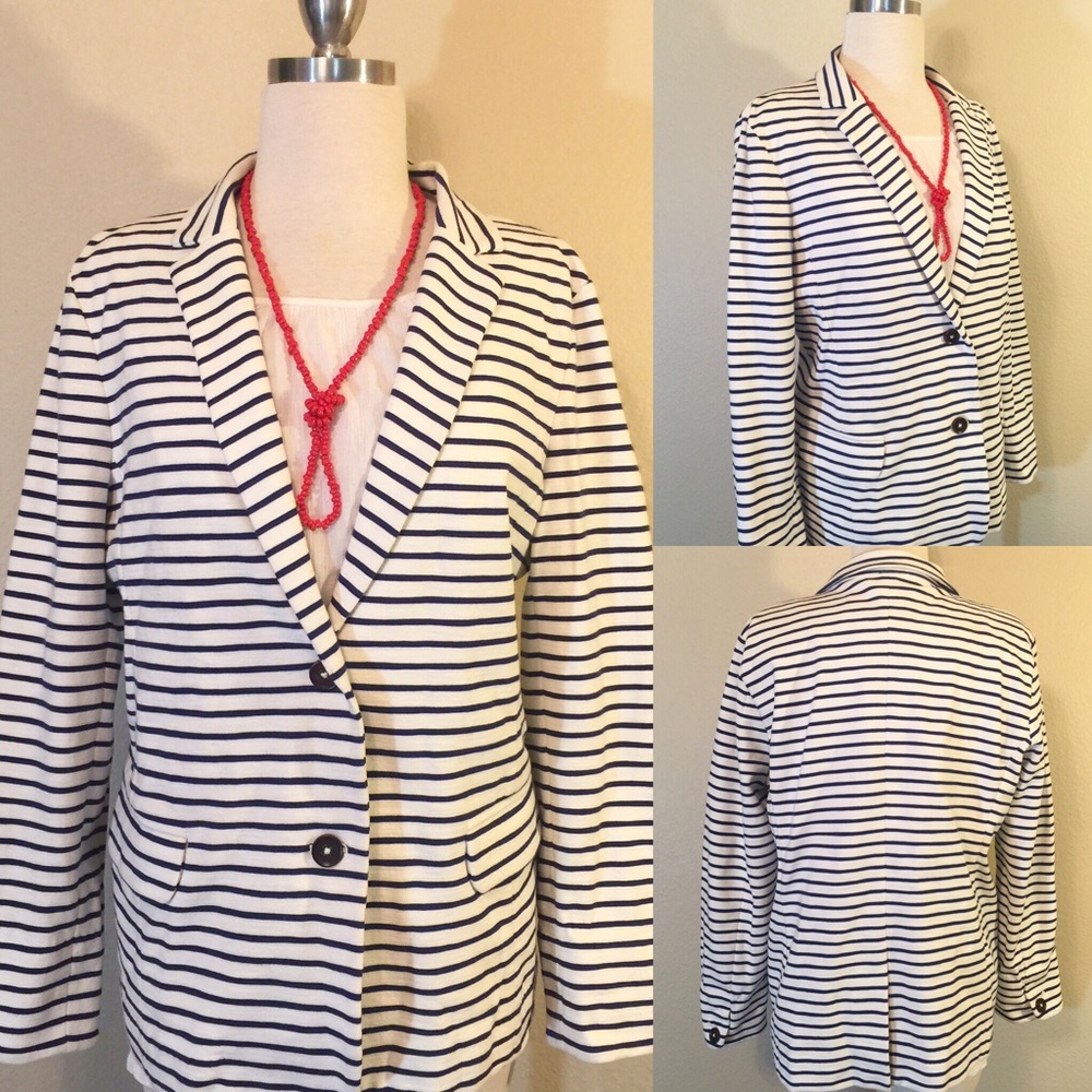J. Crew Striped Blazer Large Like New - Picture 1 of 2
