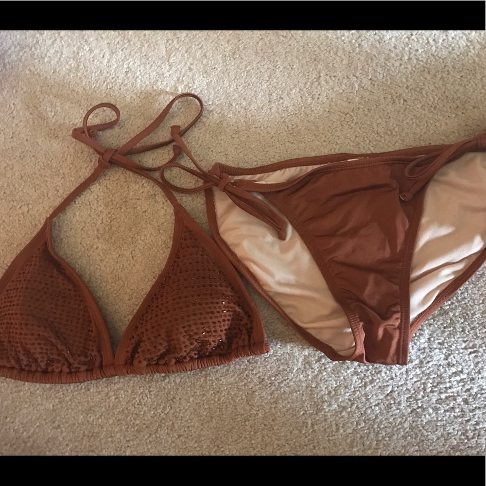 Brown beaded bikini