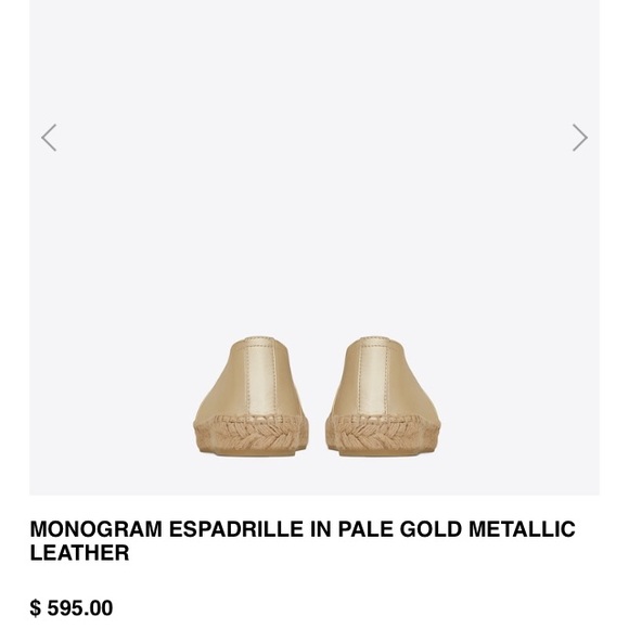 MONOGRAM ESPADRILLE IN PALE GOLD METALLIC LEATHER - Picture 3 of 4