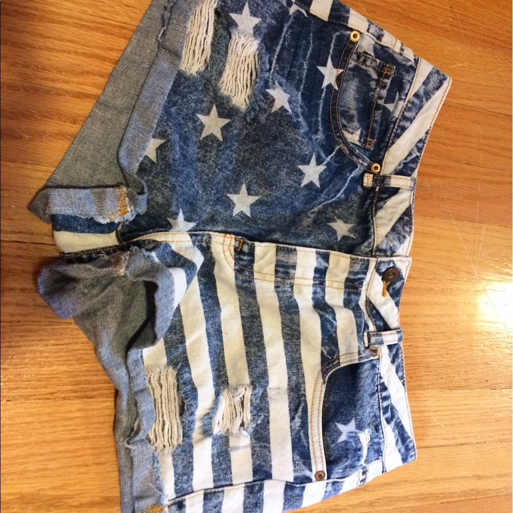 Forever 21 American flag jean shorts