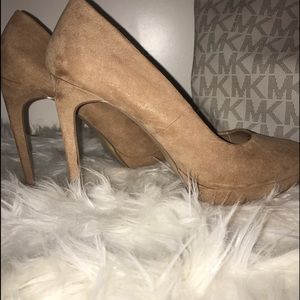 Nude suede heels