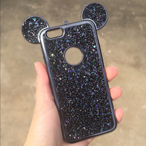 ❤︎ Mickey Ears Black Bling Glitter iPhone Case - Picture 2 of 5