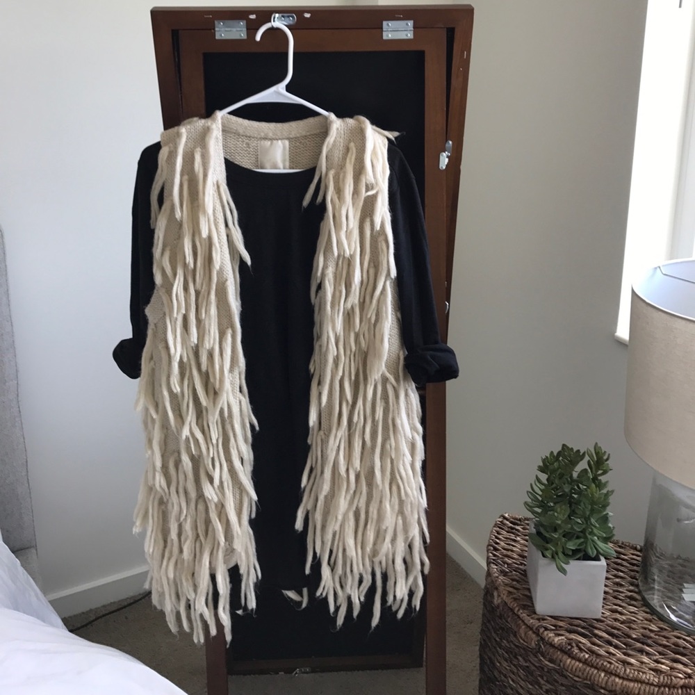 Anthropologie Fringe Wool Vest