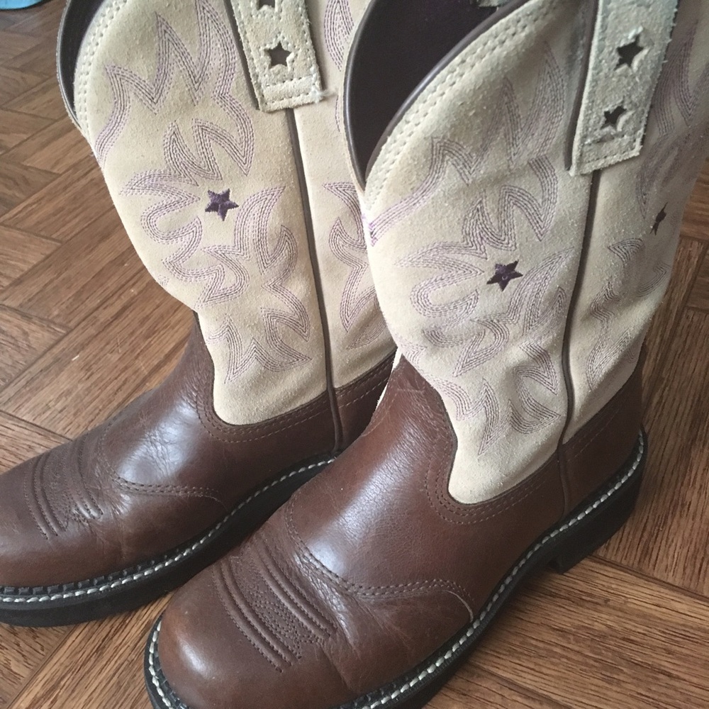 Ariat boots - tan & purple