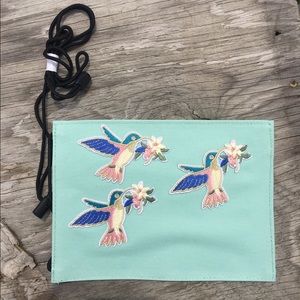Teal Crossbody w/ Bird Embroidery