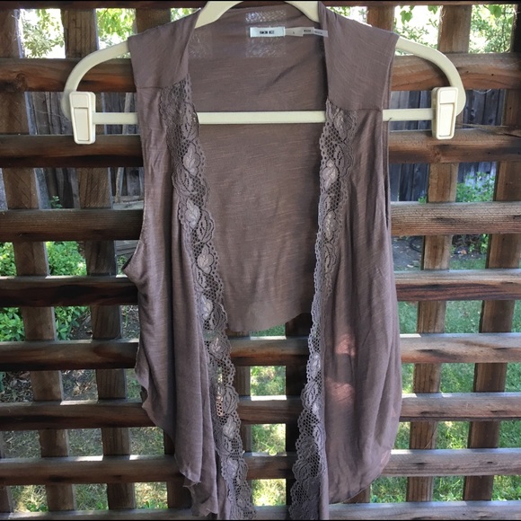 Kimchi Blue light brown western vest with lace - Picture 1 of 3