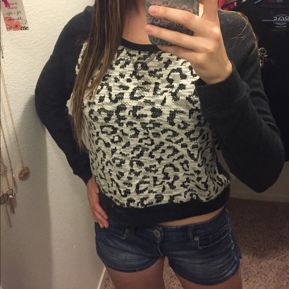 Aeropostale Crop Top Sweater with Leopard Print