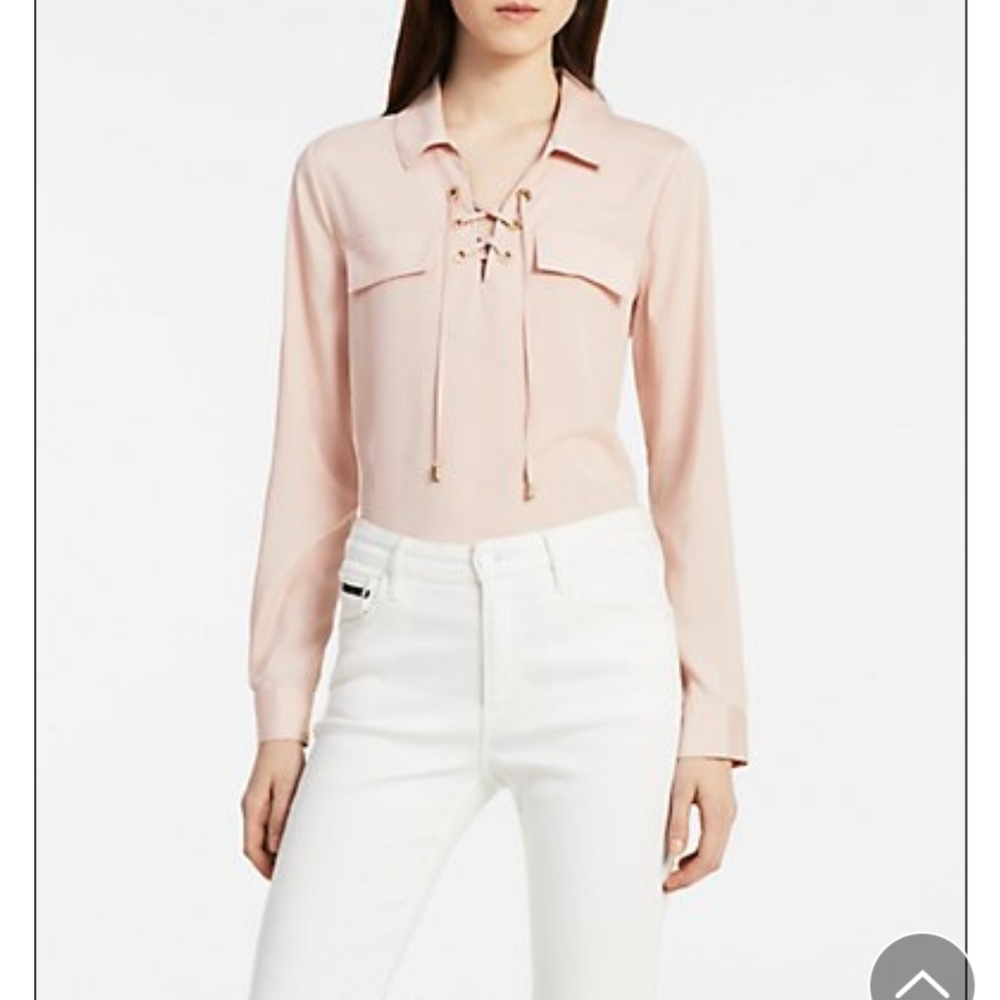 Solid Lace-Up Roll Sleeve Top
