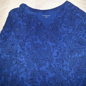 Long sleeve blue top with black detail