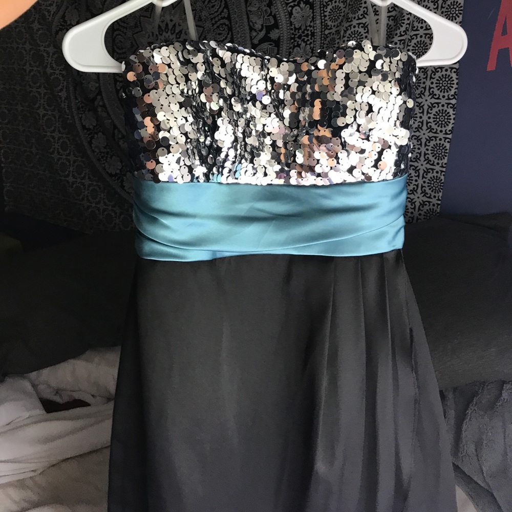 black blue and sequin dress