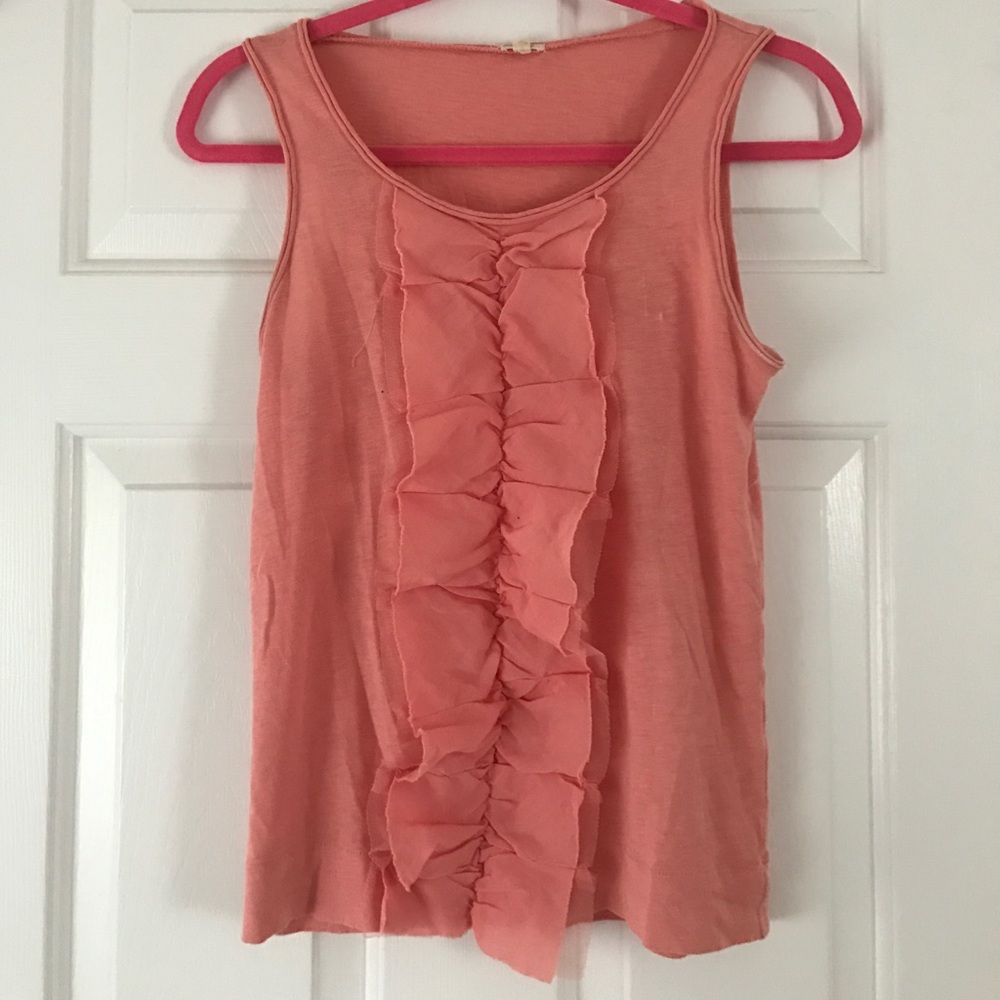 J. Crew Sleeveless Shirt w Ruffle down the center