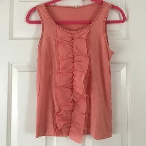 J. Crew Sleeveless Shirt w Ruffle down the center