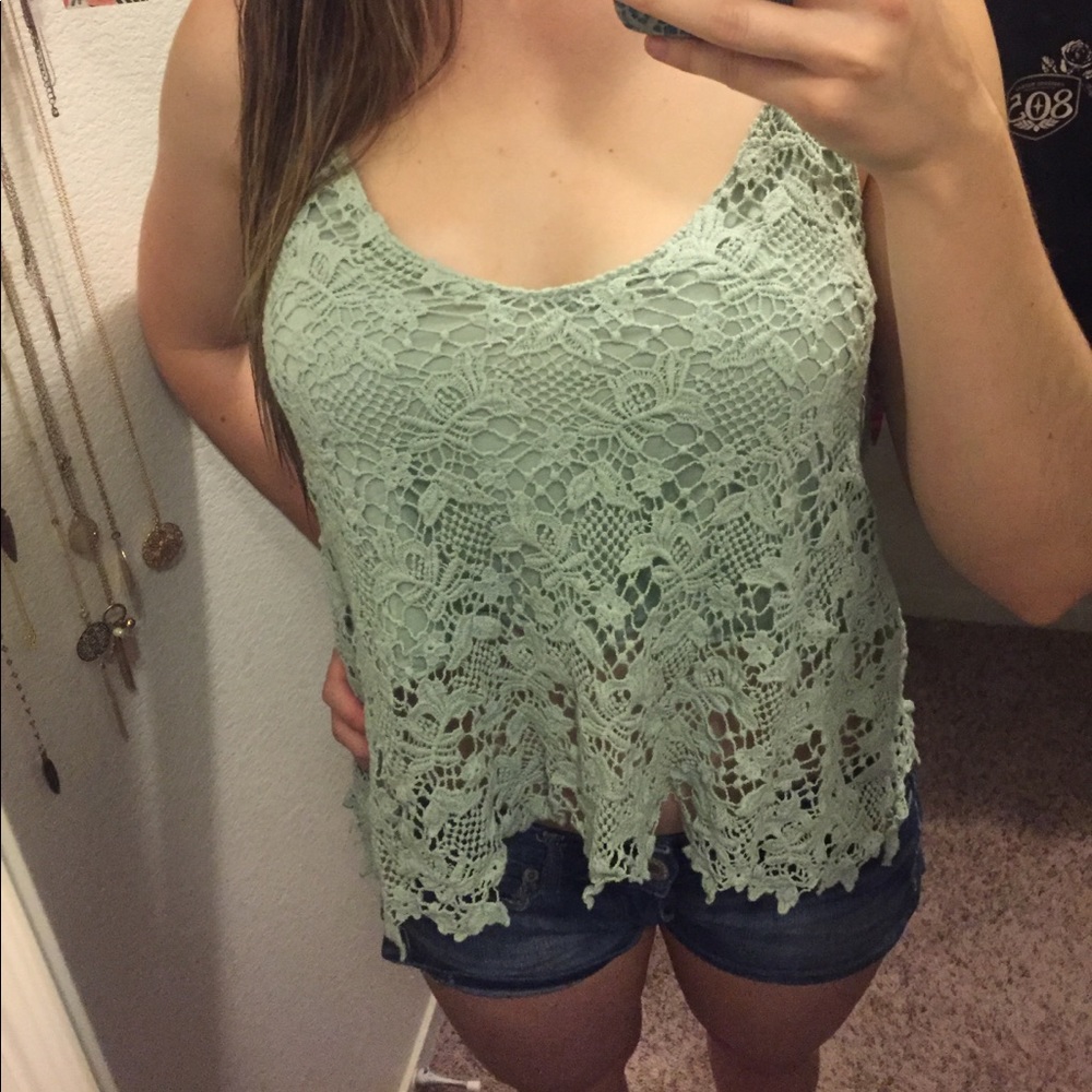Forever 21 Lace Crop Top Crochet Tank Top