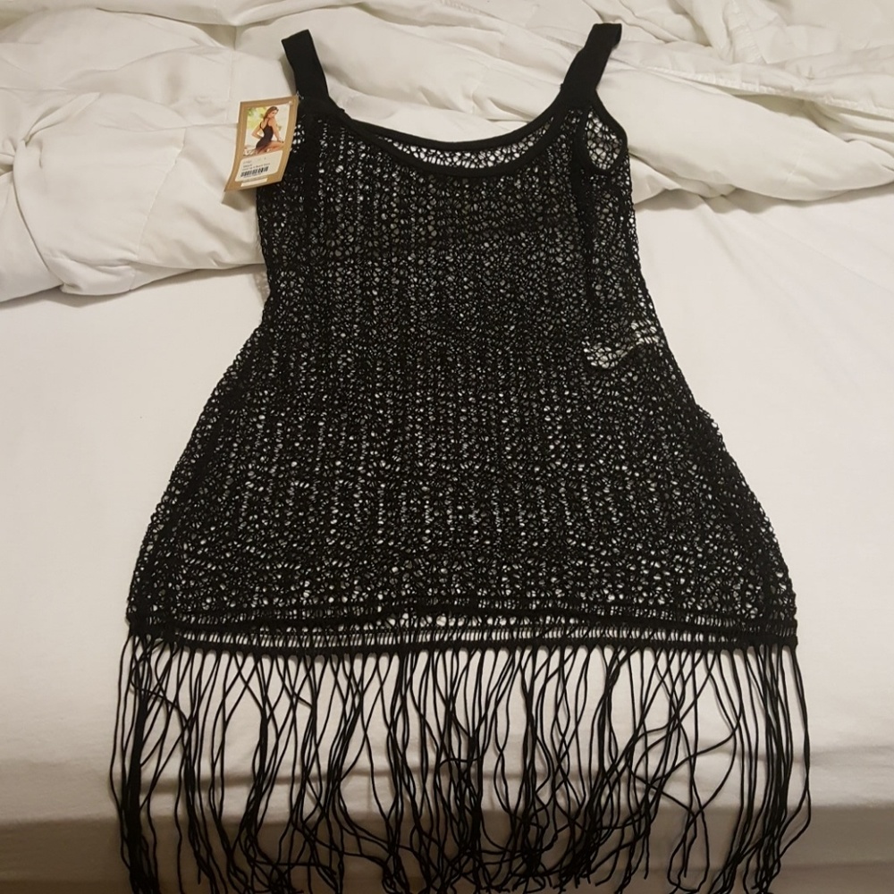 Black swim cover up.