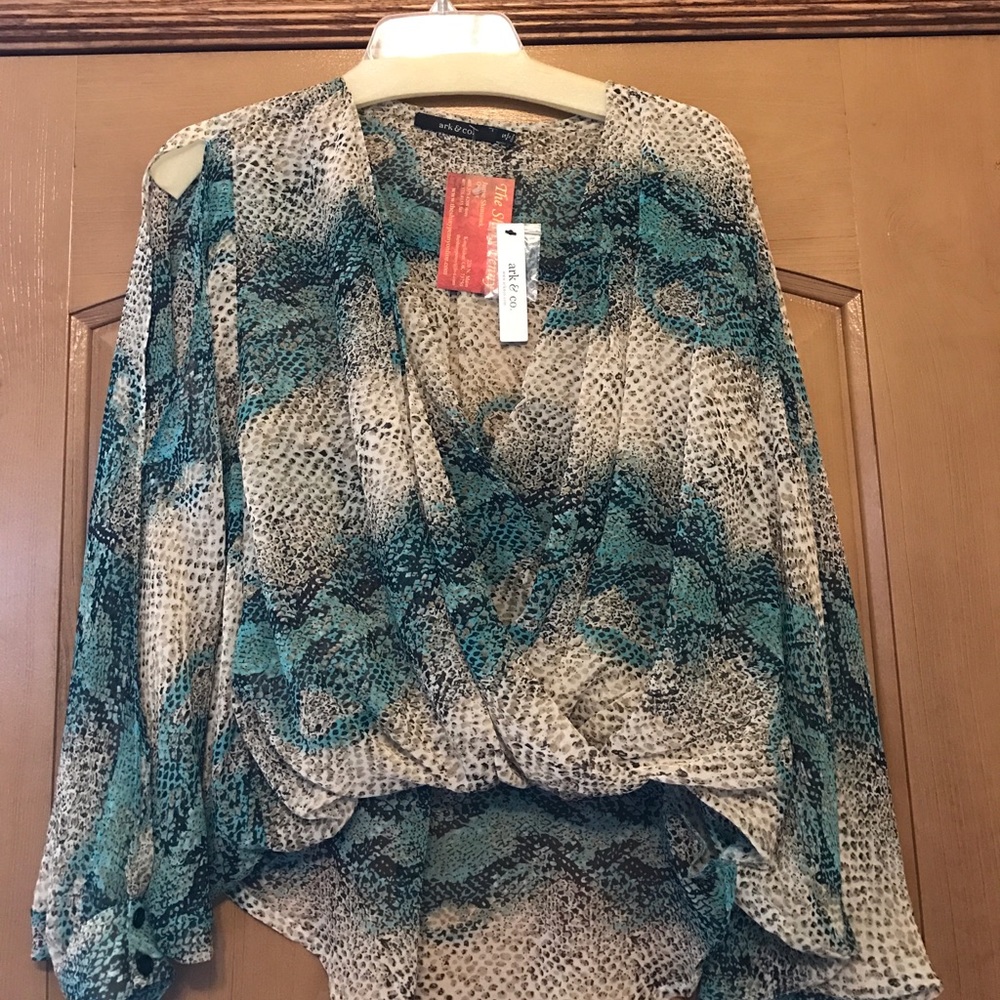 Cold Shoulder, Reptile Print Blouse