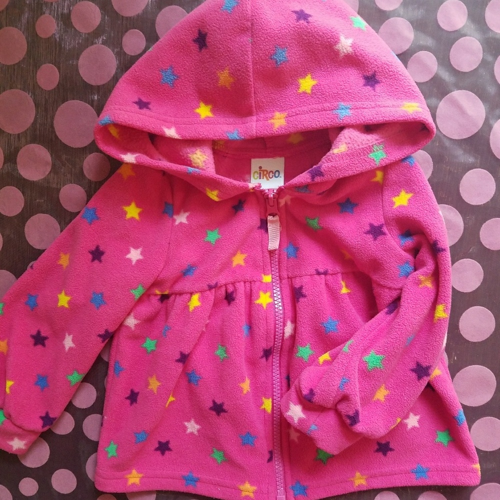 Hooded Zip Jacket with Stars Girls 18 mo