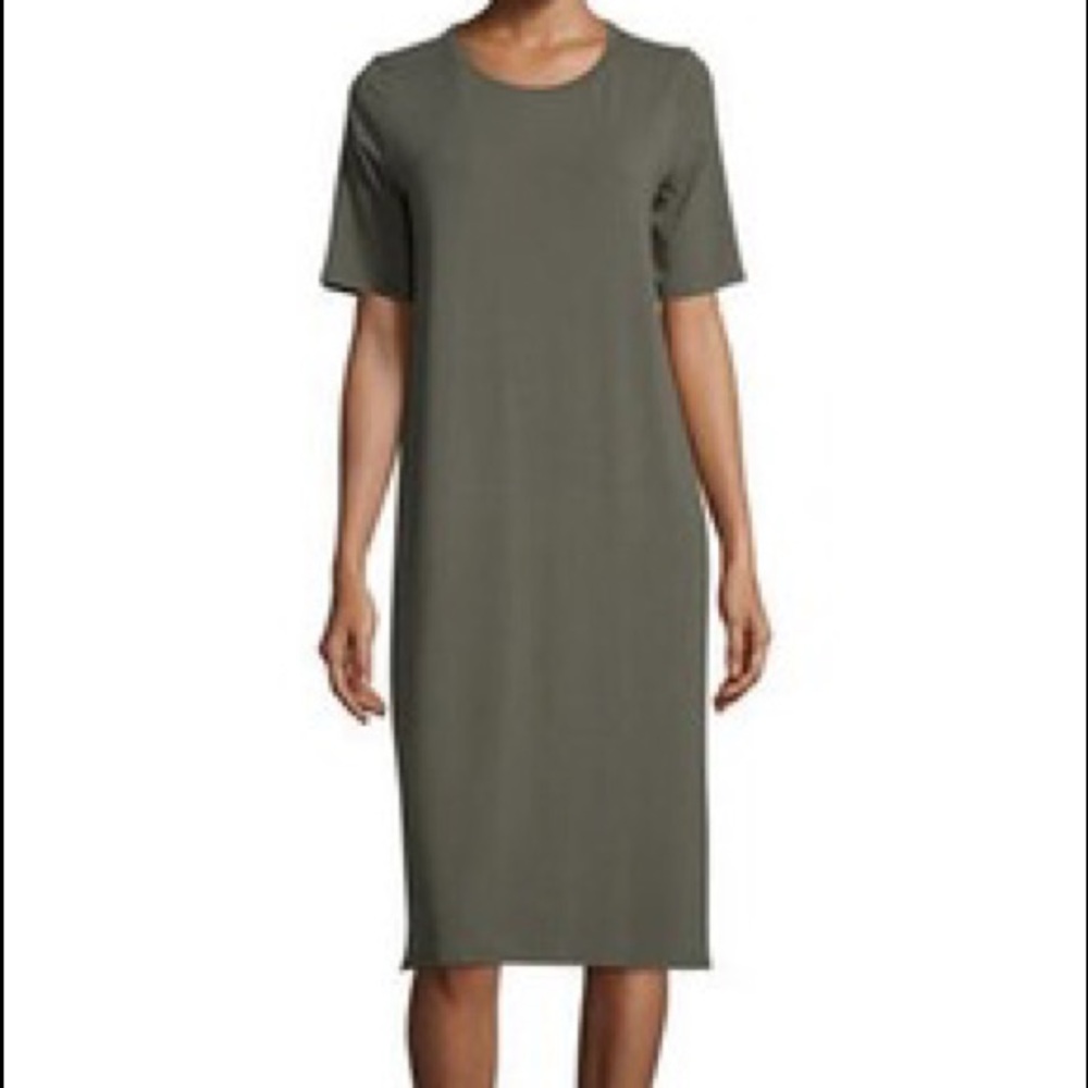 Olive green jersey knit dress