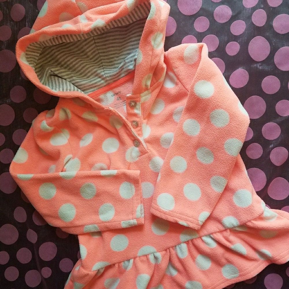 4T Girls Hooded Polka Dot Hoodie