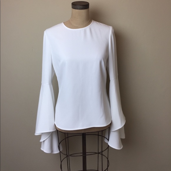 Intermix Tops - Intermix full ruffle sleeve zip back top