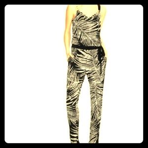 WHBM "Sleeveless shaded palm print jumpsuit"